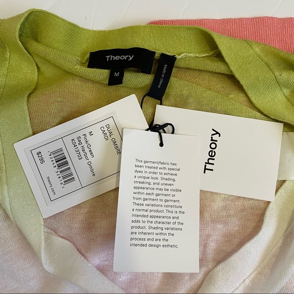 Theory Dual Ombre Cardigan in Pink and Green Ombre Linen- Viscose Medium NWT - Picture 12 of 16